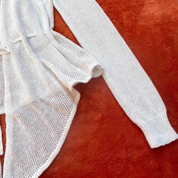 NWT Worthington knit cotton self tie white cardigan - Picture 5 of 8